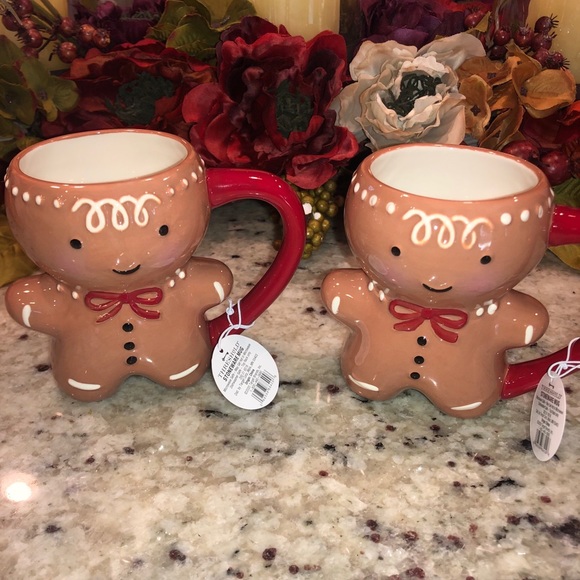 Stoneware Gingerbread Man Mug 11 oz. Set of two